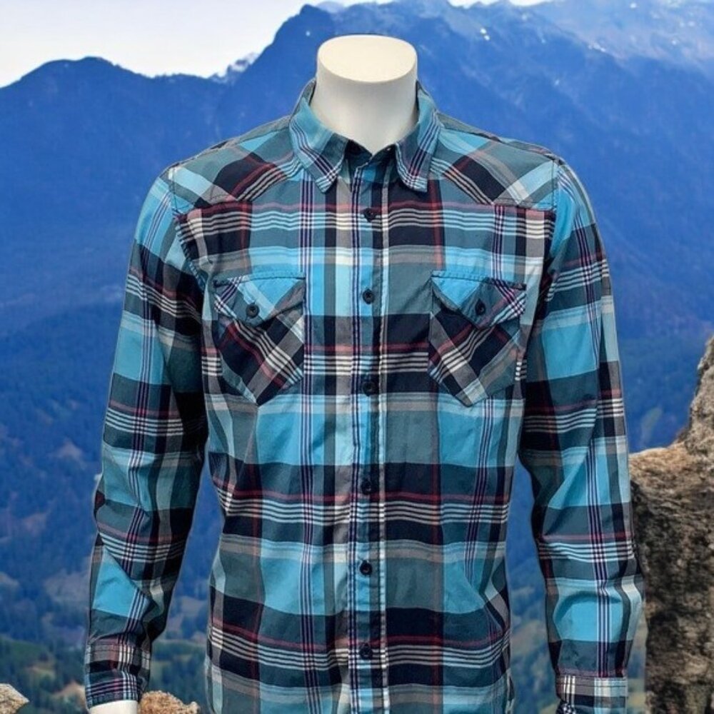 OP Ocean Pacific Plaid Shirt Skater Surfer Large